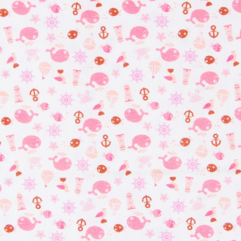 Tissu Patchwork Baleines Fuschia - Ribes y Casals