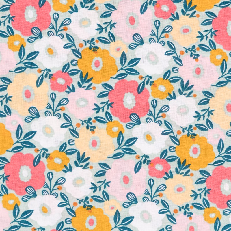 Tissu Patchwork Camille Vert d&#39;Eau - Ribes y Casals