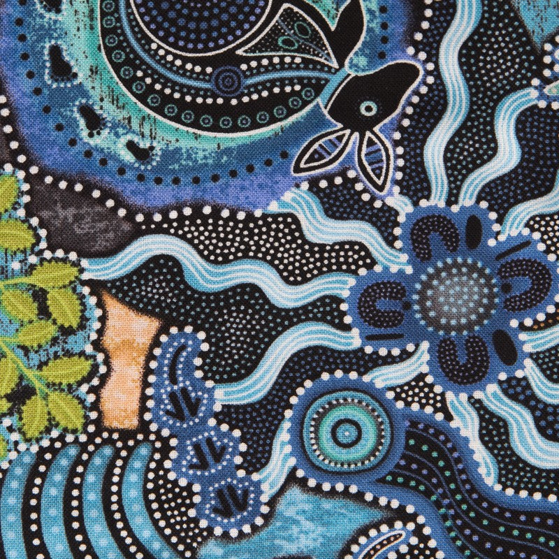 Tissu WAX Kangourous Bleu - Ribes y Casals