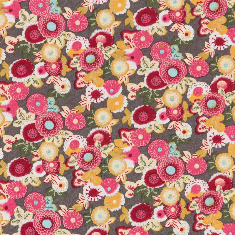 Tissu Patchwork Floral Gris - Ribes y Casals