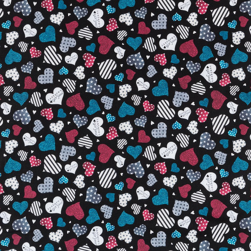 Tissu Patchwork Gorjuss Coeur Noir - Ribes y Casals