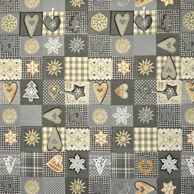 Tissu  Patchwork Noël Gris - Ribes y Casals