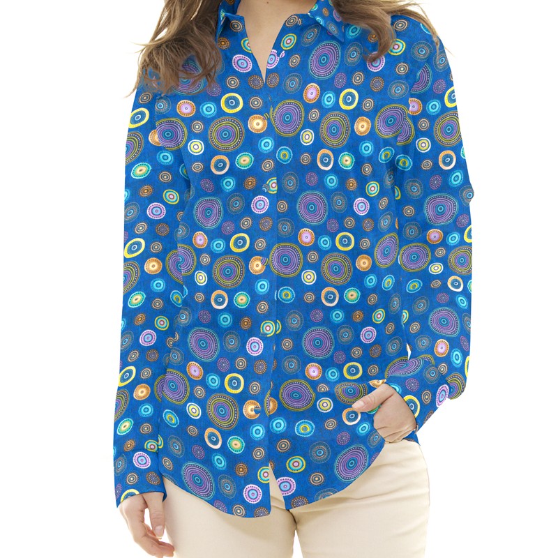 Tissu Patchwork Ronds Bleu - Ribes y Casals