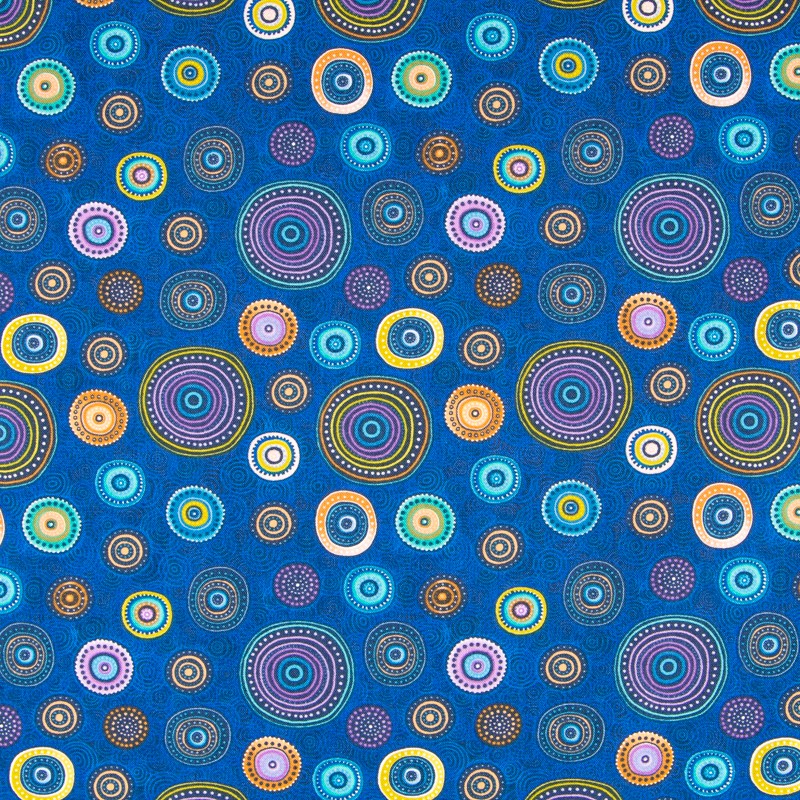 Tissu Patchwork Ronds Bleu - Ribes y Casals