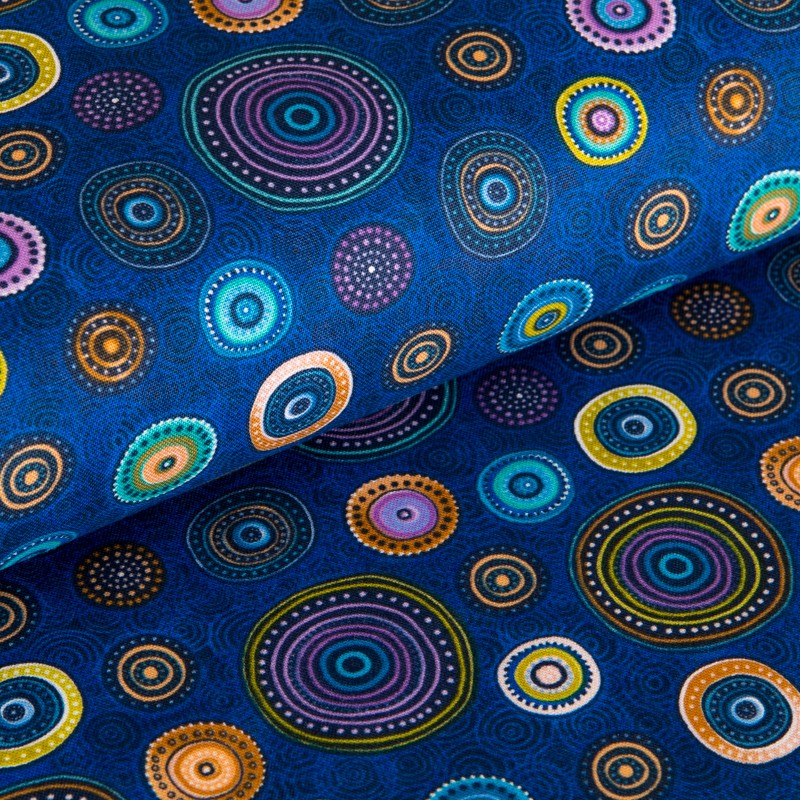 Tissu Patchwork Ronds Bleu - Ribes y Casals