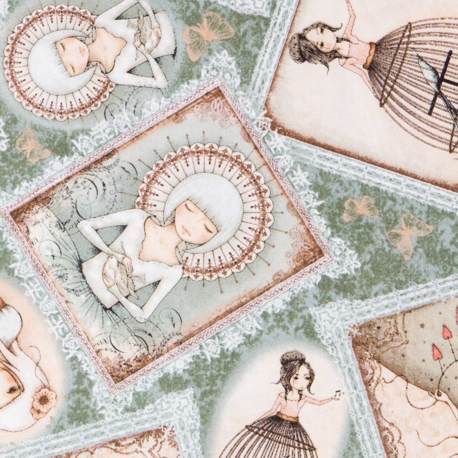 Tissu Patchwork Santoro&#39;s Mirabelle Vert Pâle - Ribes y Casals