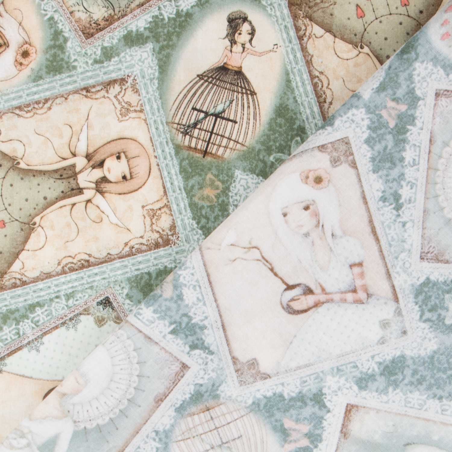 Tissu Patchwork Santoro&#39;s Mirabelle Vert Pâle - Ribes y Casals