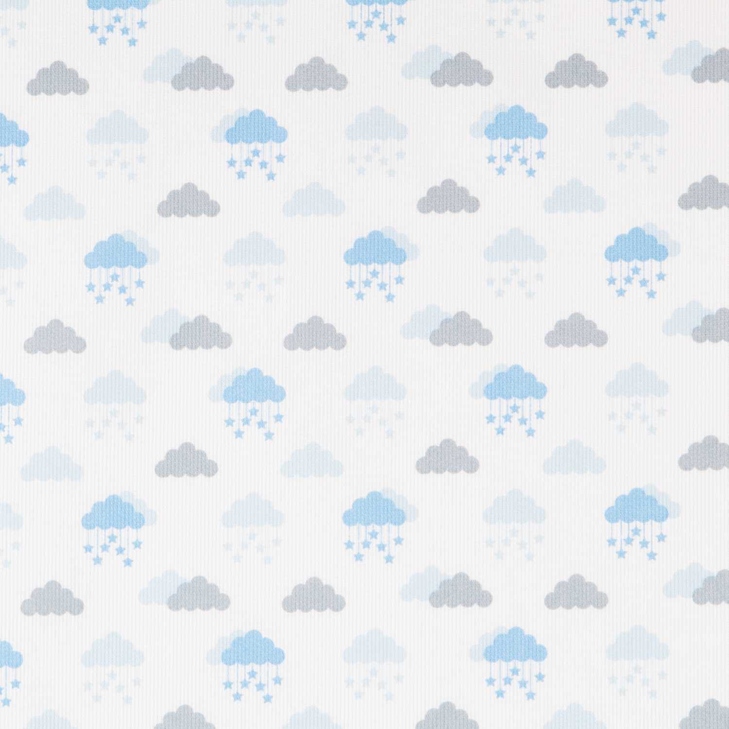 Tissu Piqué Canutillo Nuages Bleu - Ribes y Casals