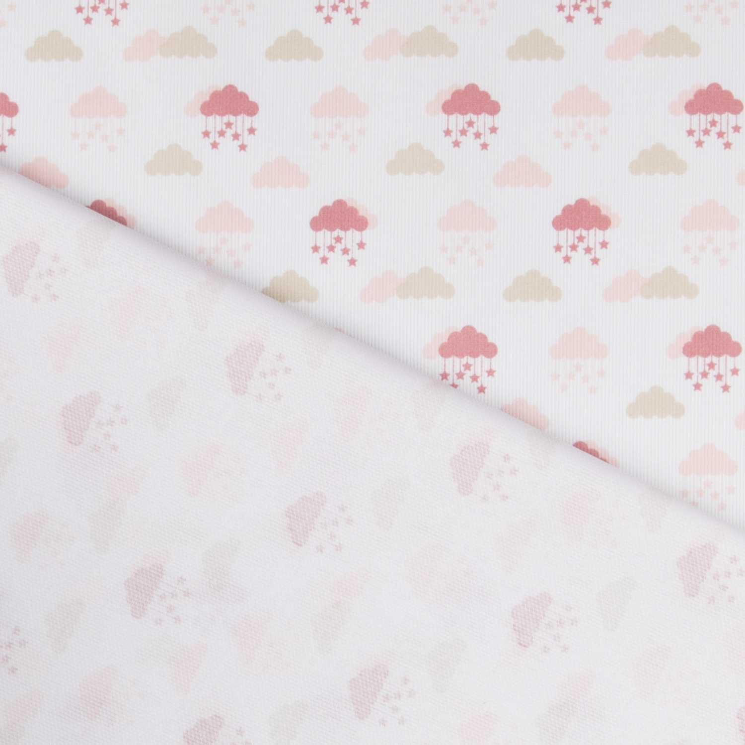 Tissu Piqué Canutillo Nuages Rose - Ribes y Casals