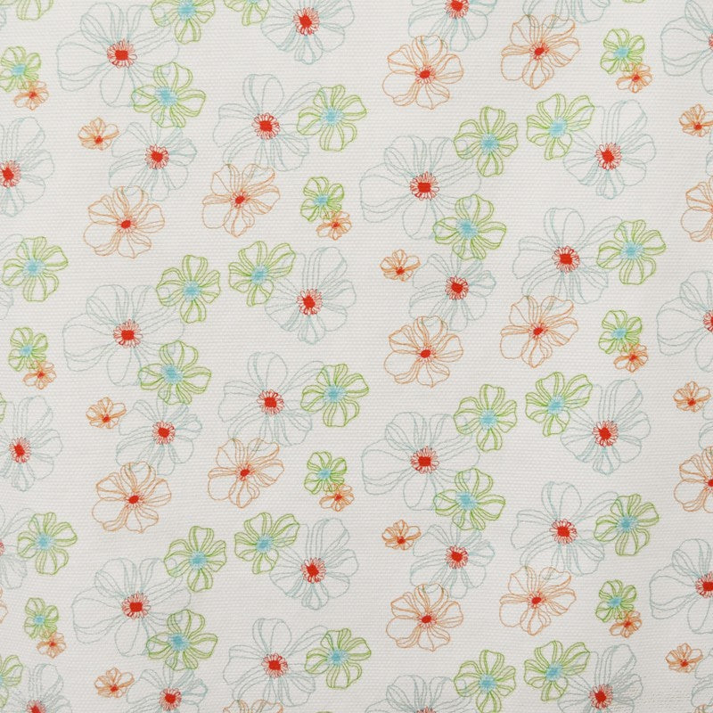 Tissu Piqué Imprimé Fleurs Bleu Vert - Ribes y Casals