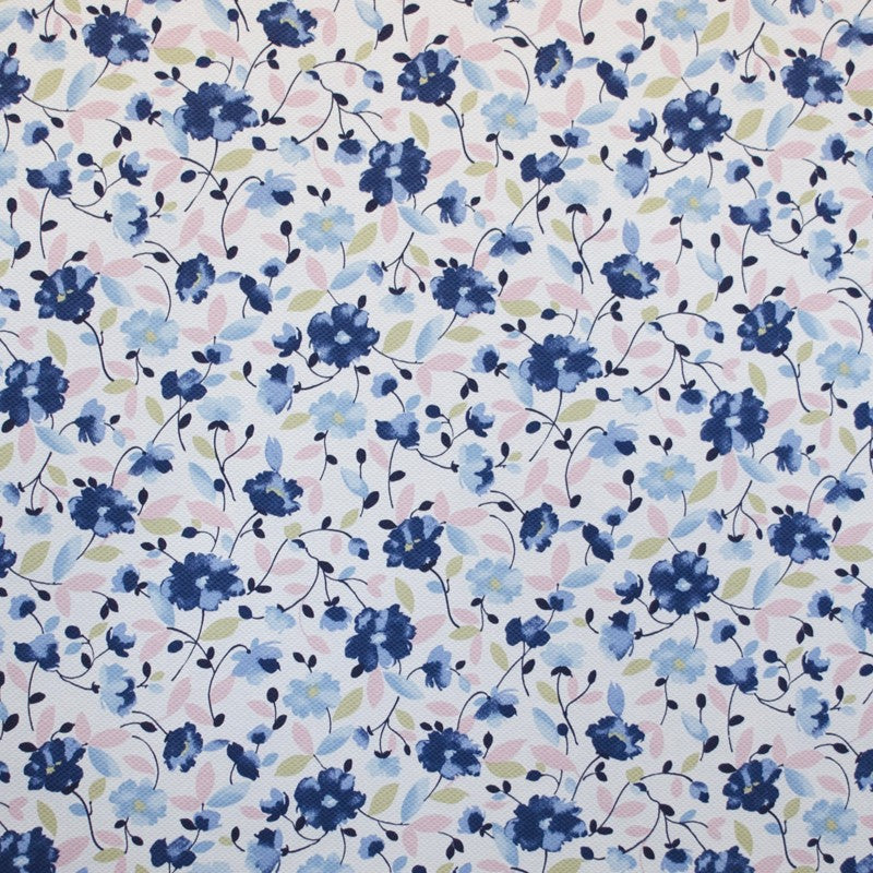 Tissu Piqué Imprimé Floral Bleu - Ribes y Casals