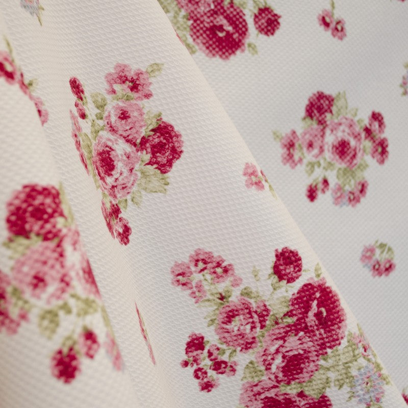 Tissu Piqué Imprimé Bouquet Rose - Ribes y Casals