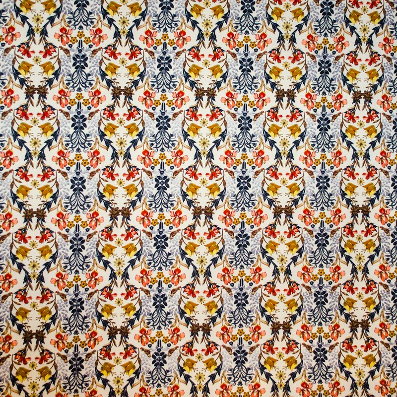 Tissu Lisse Polyester Fleur Écru - Ribes y Casals