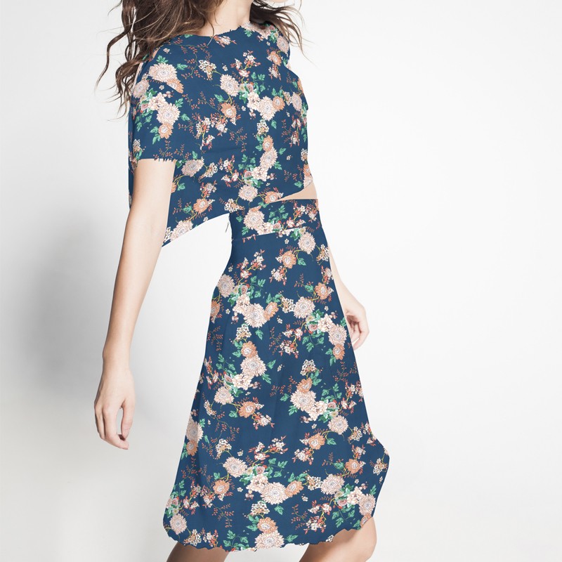 Tissu Polyester Fleurs Canard - Ribes y Casals