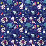 Popeline Coton Animaux Mauve - Ribes y Casals
