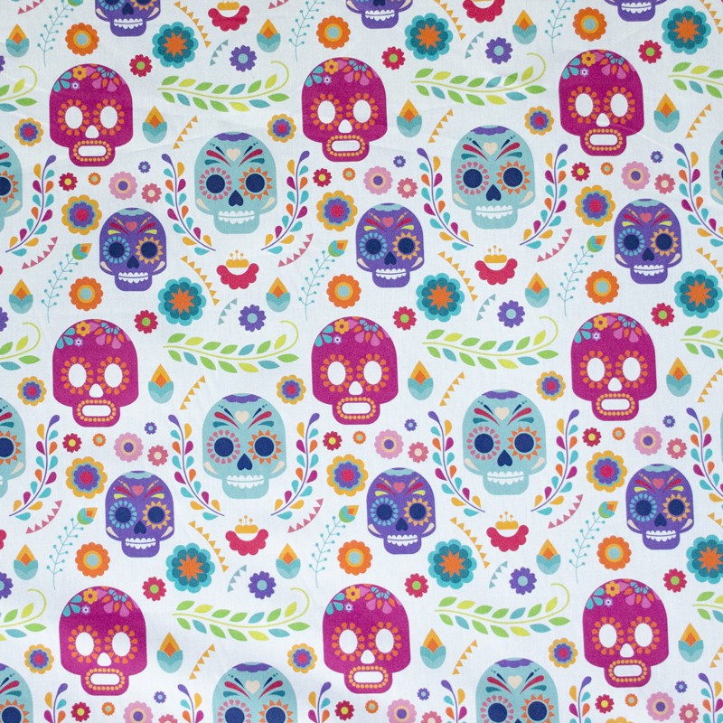 Popeline Coton Squelettes Mexicains - Ribes y Casals