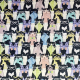 Popeline Coton Chatons à Lunettes Multicolor - Ribes y Casals