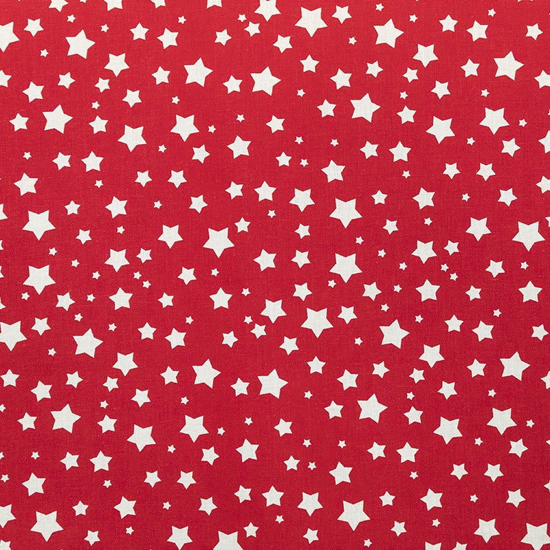 Popeline Grandes Étoiles Fond Rouge - Ribes y Casals