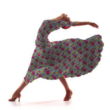 Popeline Flamenco Oeillet Fond Aigue-Marine - Ribes y Casals