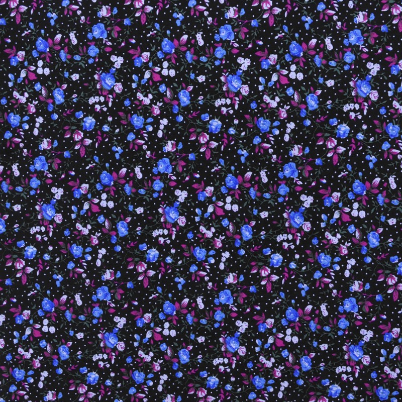 Popeline Flamenco Liberty Fleurs Bleu - Ribes y Casals