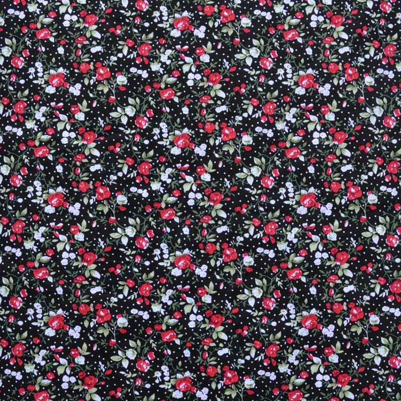 Popeline Flamenco Liberty Fleurs Rouge - Ribes y Casals