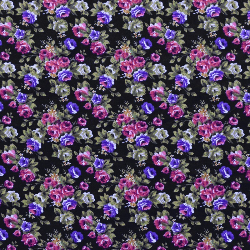 Popeline Flamenco Liberty Roses Noir - Ribes y Casals