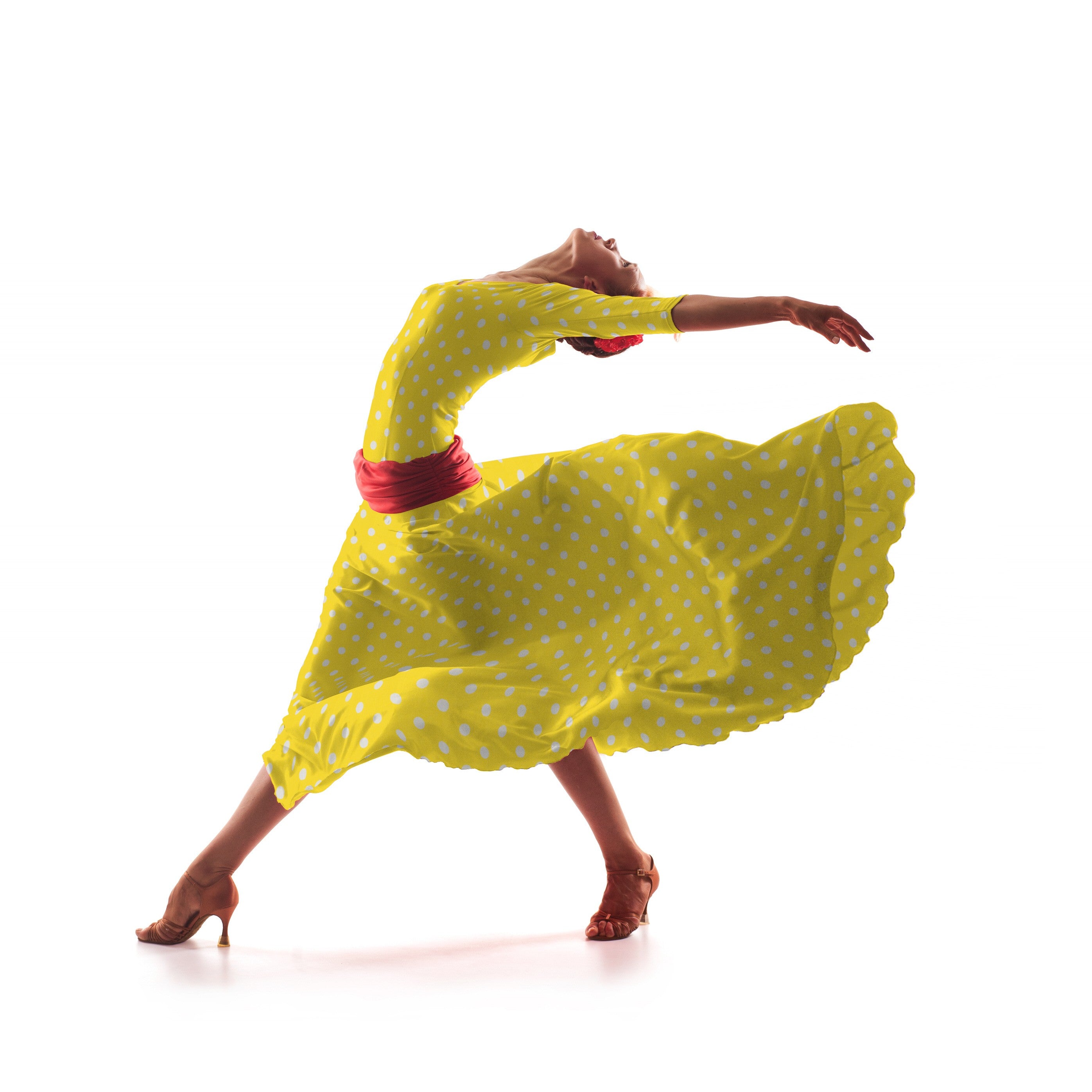 Popeline Flamenco à Pois Fond Jaune - Ribes y Casals