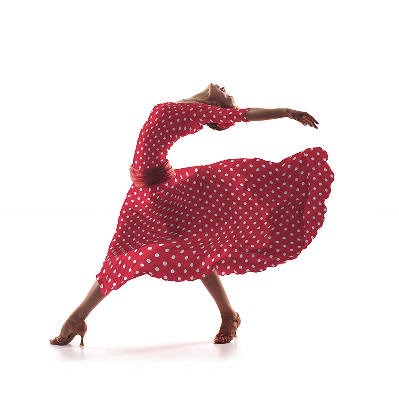 Popeline Flamenco à Pois Fond Rouge - Ribes y Casals