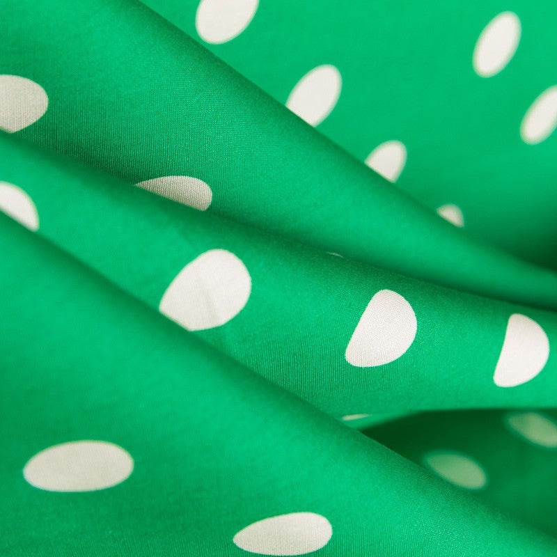 Popeline Flamenco à Pois Fond Vert - Ribes y Casals