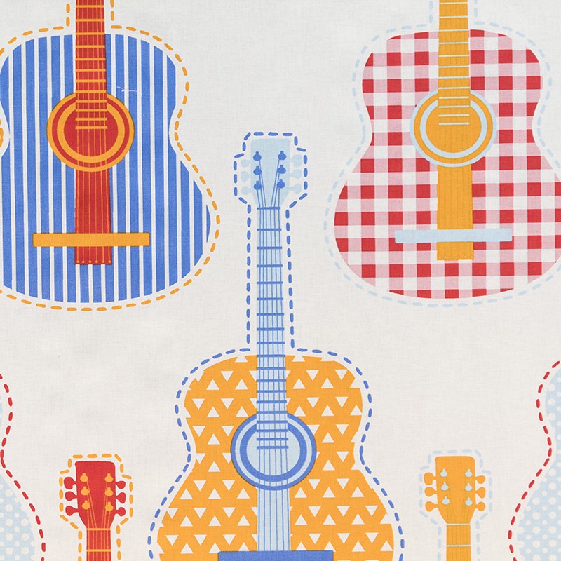 Popeline Guitares Écru - Ribes y Casals