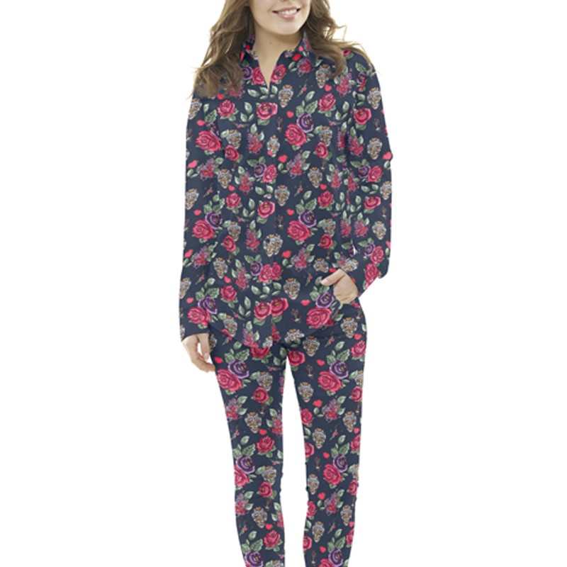 Tissu Popeline Roses Cranes Rouge - Ribes y Casals