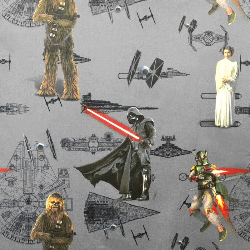 Popeline Star Wars Gris - Ribes y Casals