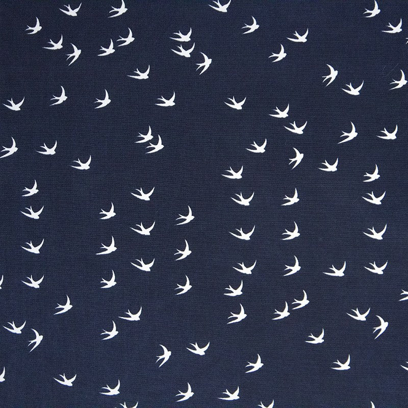 Jersey Élastique Oiseaux Marine - Ribes y Casals