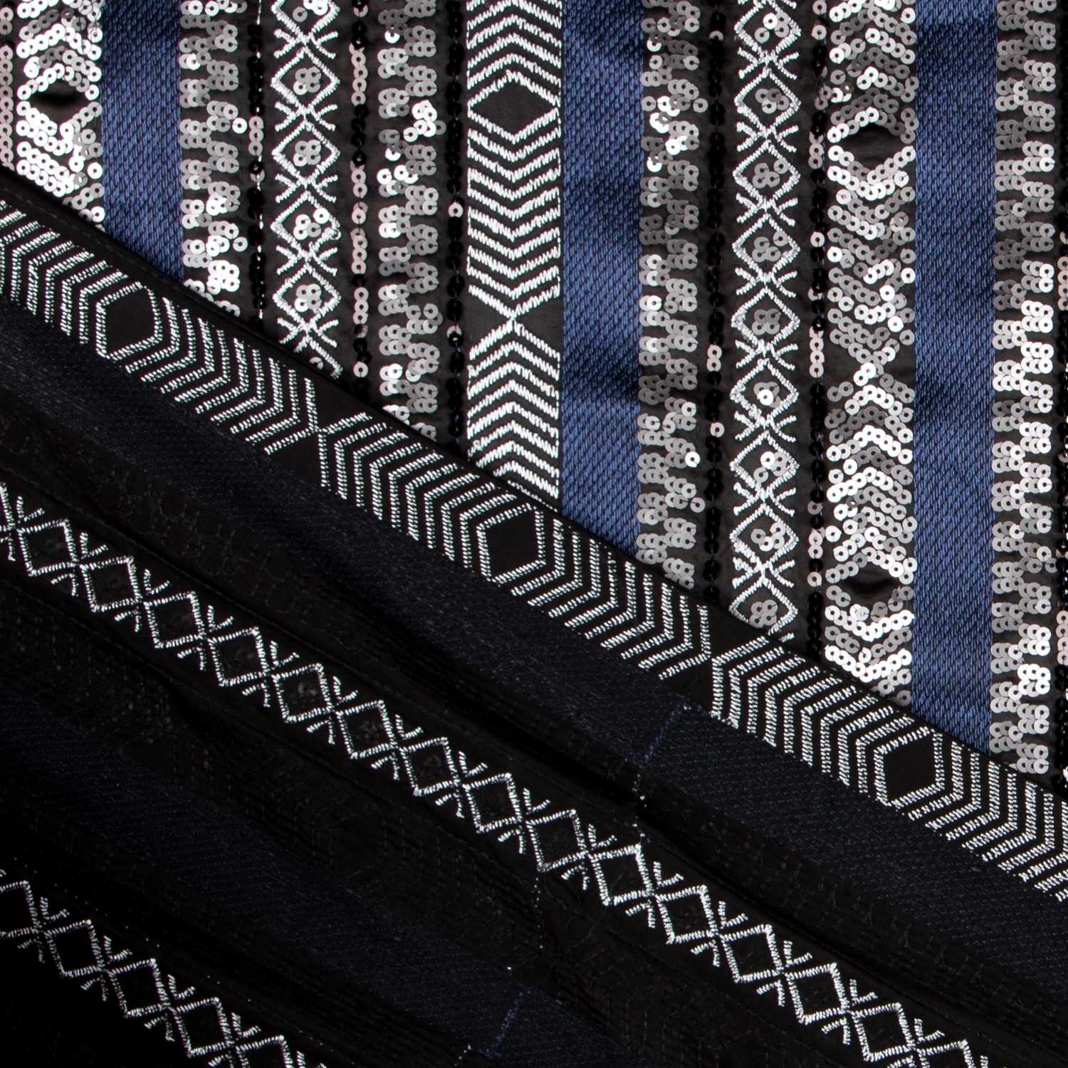 Tissu Lycra Paillettes Ethnique Bleu - Ribes y Casals