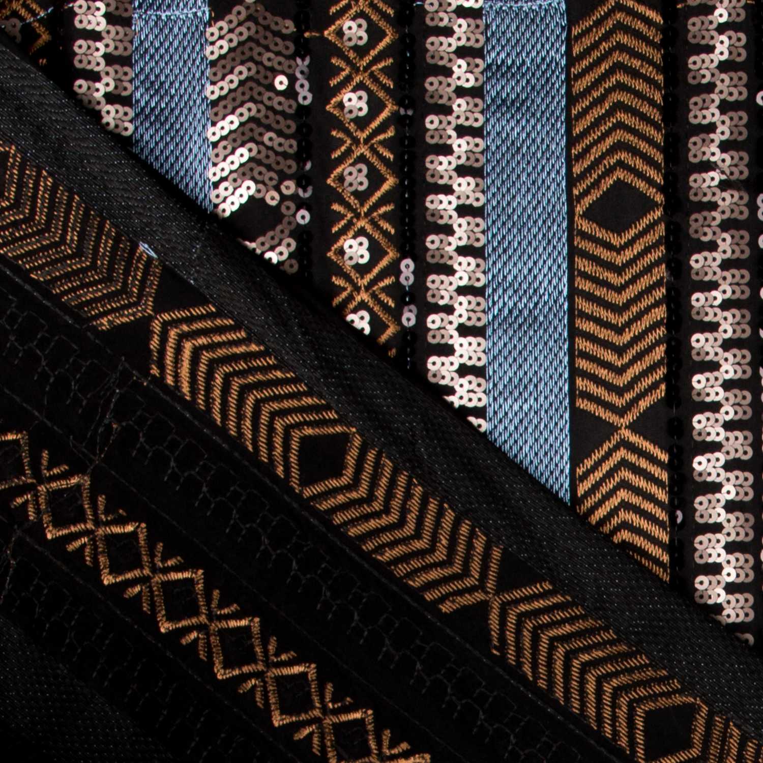 Tissu Lycra Paillettes Ethnique Cuivre - Ribes y Casals