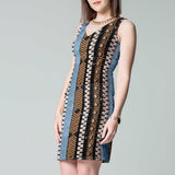 Tissu Lycra Paillettes Ethnique Cuivre - Ribes y Casals