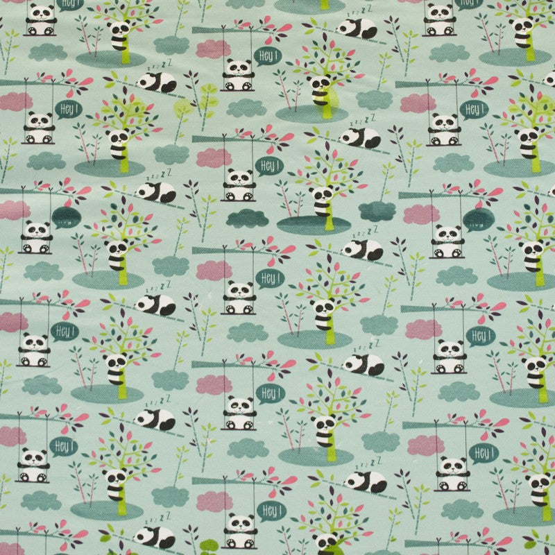 Tissu Maille Panda Vert d'Eau - Ribes y Casals