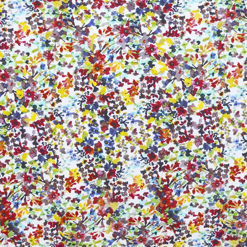 Tissu Jersey Viscose Mosaique Fleurs Jaune - Ribes y Casals