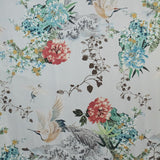 Tissu Satin Mikado Oiseaux Gris Bleuté - Ribes y Casals