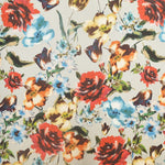 Toile Satinée Mikado Fleur Aquarelle Gris - Ribes y Casals