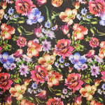 Toile Satinée Mikado Fleur Aquarelle Noir - Ribes y Casals