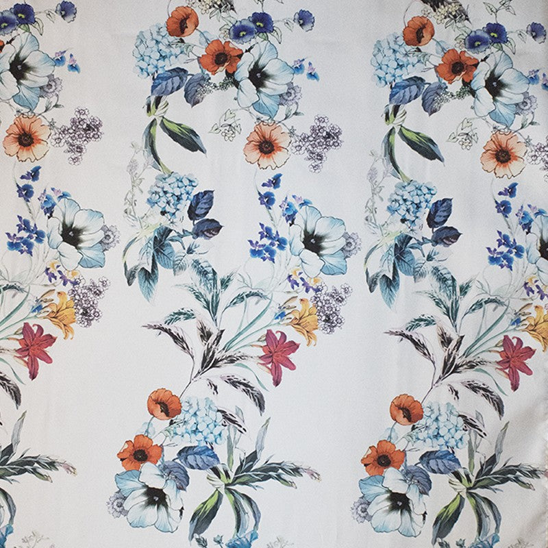 Tissu Satin Mikado Floral Orange - Ribes y Casals