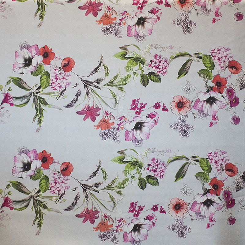 Tissu Satin Mikado Floral Rouge - Ribes y Casals