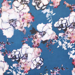 Toile Satinée Mikado Tâches Fleur Bleu Canard - Ribes y Casals