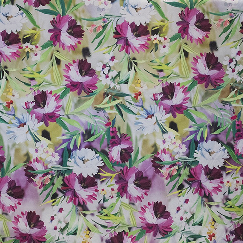 Tissu Satin Mikado Tropical Fuchsia - Ribes y Casals