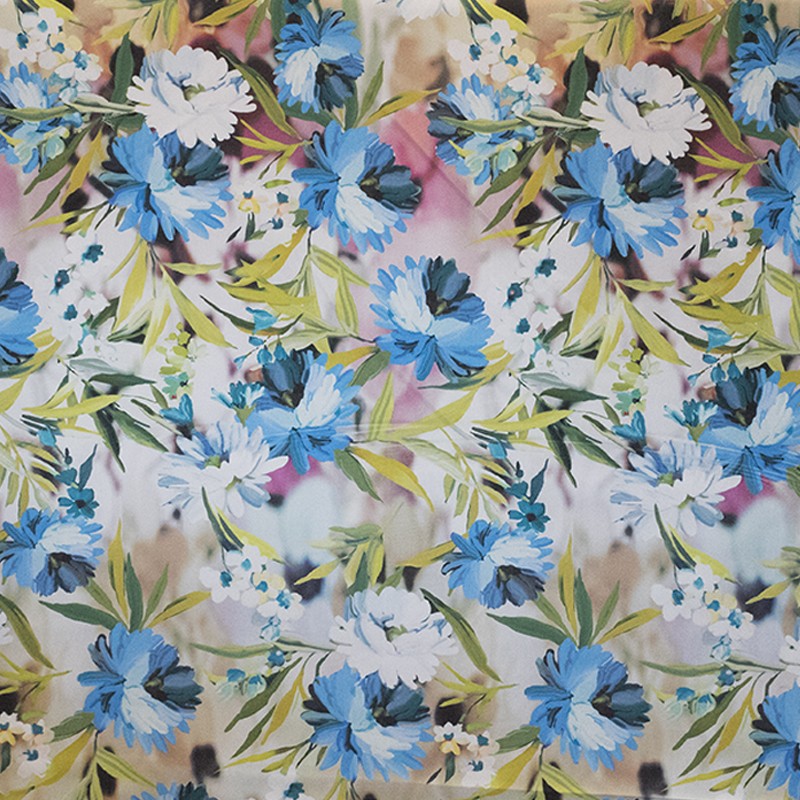 Tissu Satin Mikado Tropical Turquoise - Ribes y Casals
