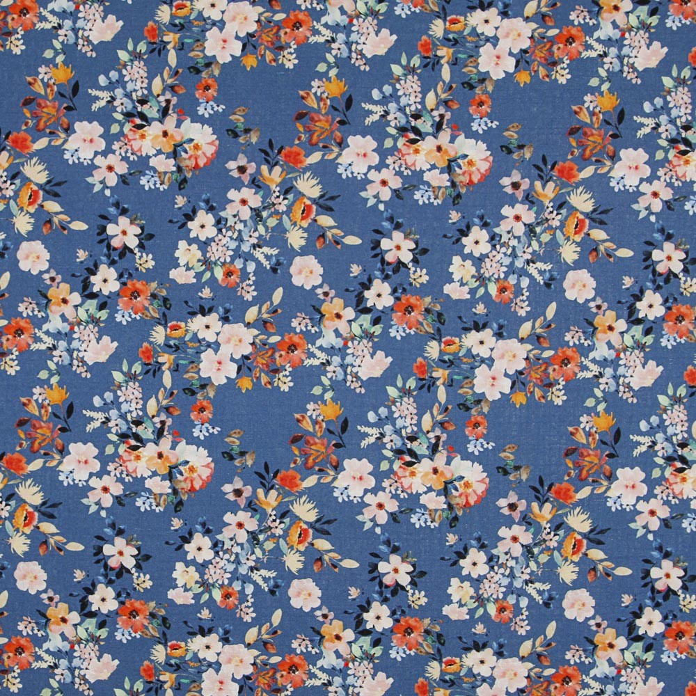 Tissu Rustique Bleu Floral - Ribes y Casals