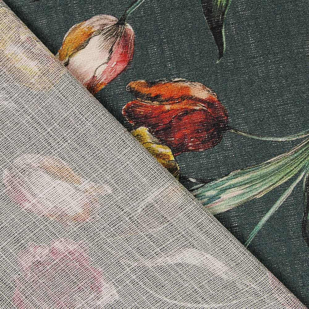 Tissu Rustique Fleurs Vert Foncé - Ribes y Casals