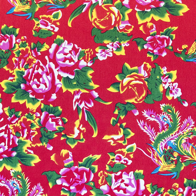 Tissu Sergé Décoration Oeillets Rouge - Ribes y Casals