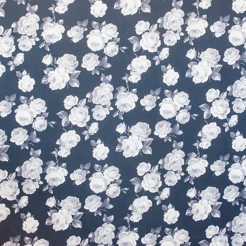 Sergé Polyester Fleurs Gris - Ribes y Casals